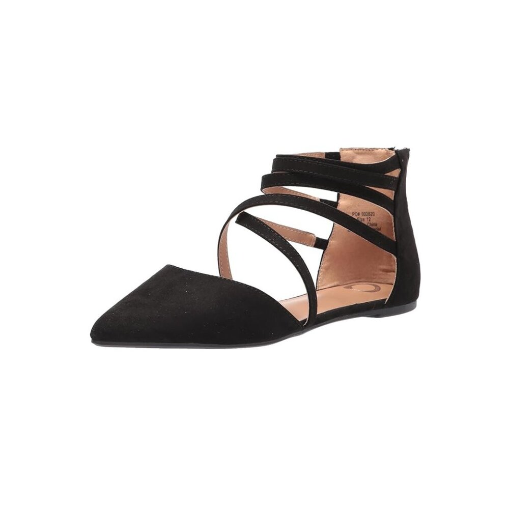 Journee Collection Black Strappy Pointed Toe Flat Sandals
